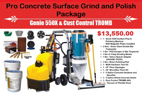 Business Start Up Package : Pro Concrete Grind & Polish - Genie 550X & Dust Control TROMB 400L